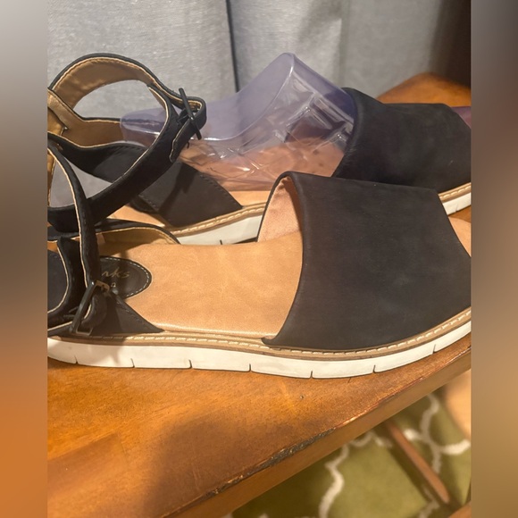 Clarks Black Suede Artisan Sandals - Picture 6 of 6